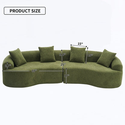 Curved Loveseat White Full Compression Sponge Sofa