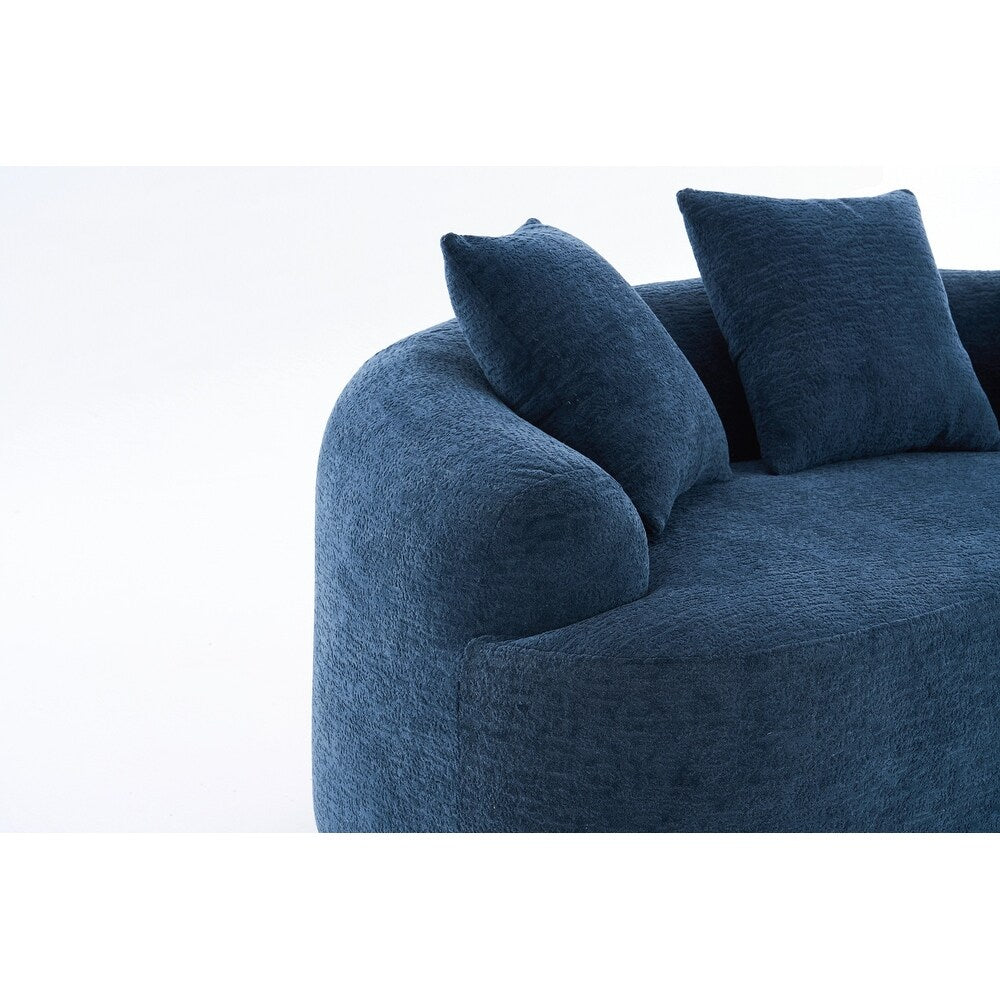 Curved Loveseat White Full Compression Sponge Sofa