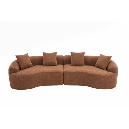 Curved Loveseat White Full Compression Sponge Sofa