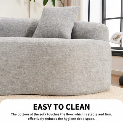 Curved Loveseat White Full Compression Sponge Sofa