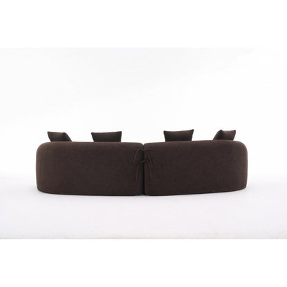 Curved Loveseat White Full Compression Sponge Sofa