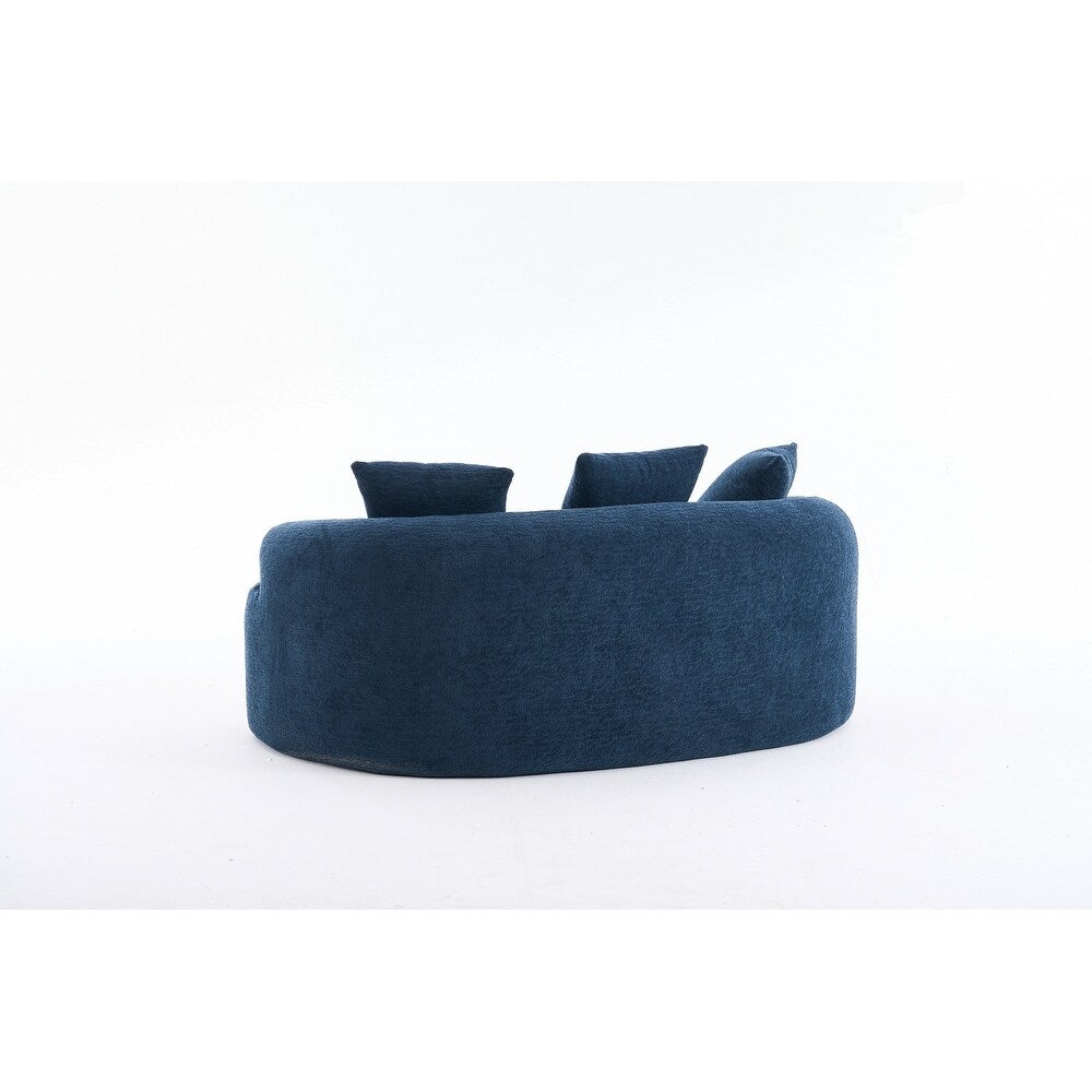 Curved Loveseat White Full Compression Sponge Sofa