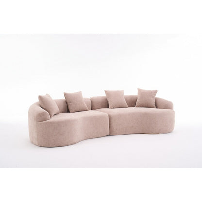 Curved Loveseat White Full Compression Sponge Sofa