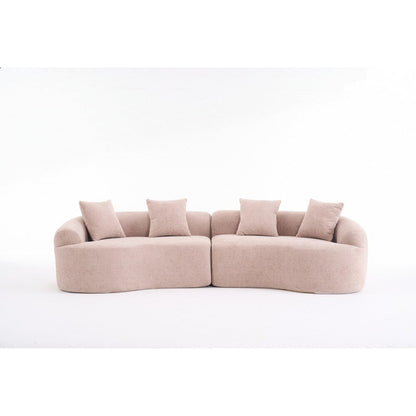Curved Loveseat White Full Compression Sponge Sofa