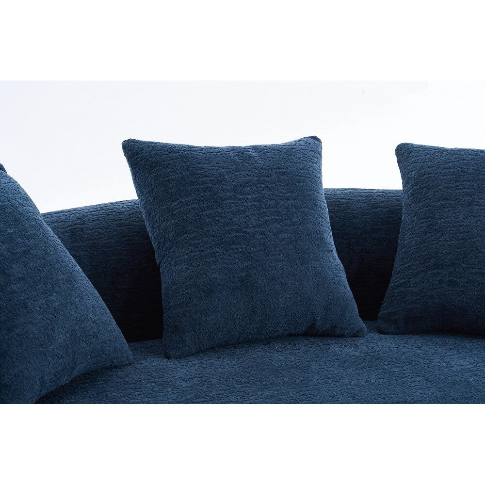 Curved Loveseat White Full Compression Sponge Sofa