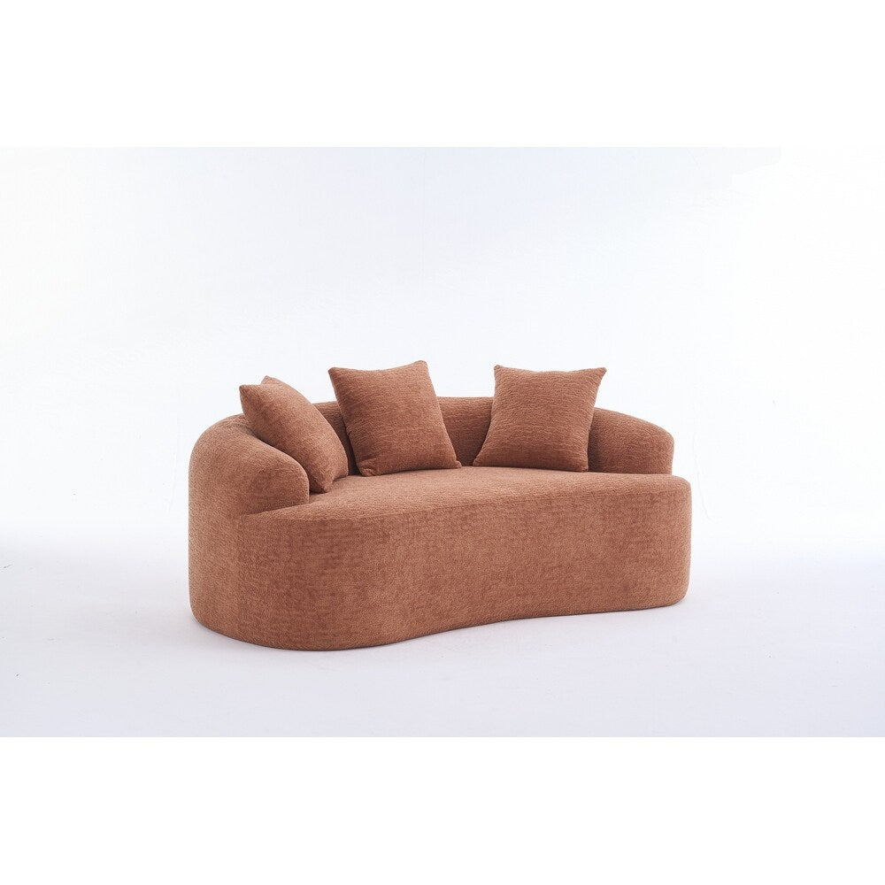 Curved Loveseat White Full Compression Sponge Sofa
