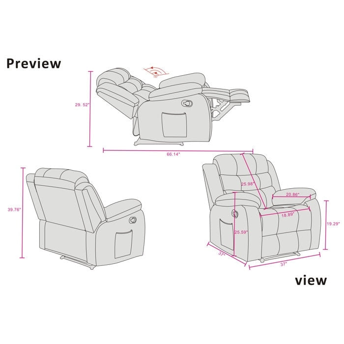 Cushioned Massage Chair with Heating Function