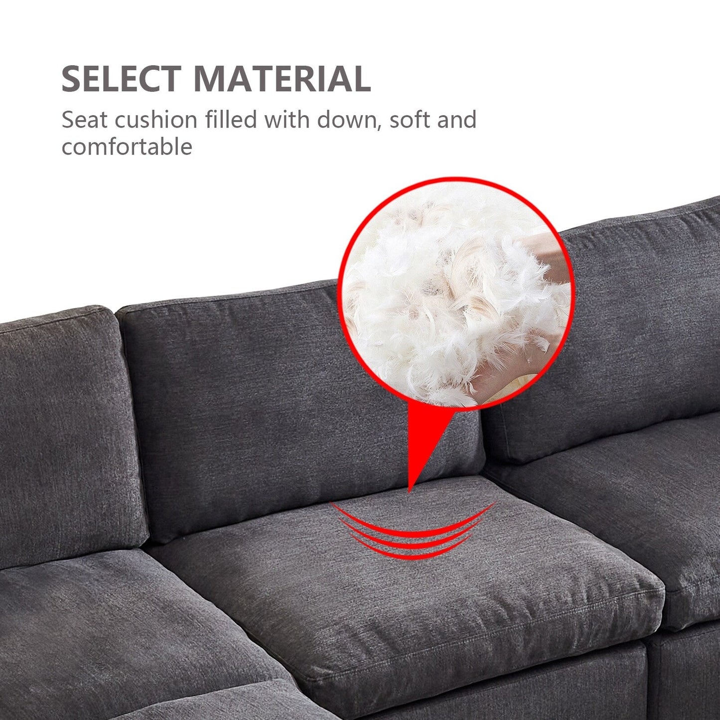 Customizable Modular Sofa with Ottoman - Soft Linen Upholstery and Down Cushioning for Cozy Relaxation