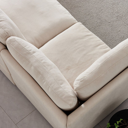 Customizable Modular Sofa with Ottoman - Soft Linen Upholstery and Down Cushioning for Cozy Relaxation