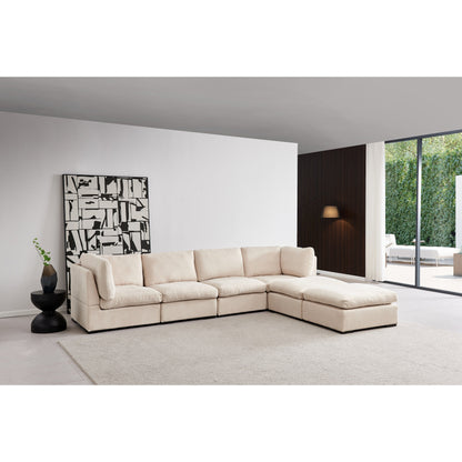 Customizable Modular Sofa with Ottoman - Soft Linen Upholstery and Down Cushioning for Cozy Relaxation