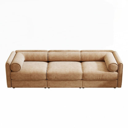 Cylindrical Backrest and Armrests Chenille Sofa with Storage Seat