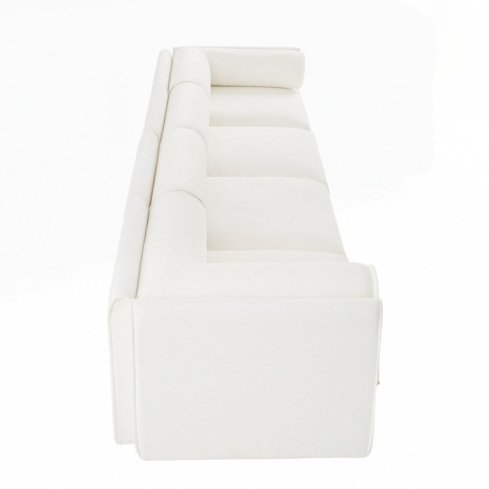 Cylindrical Backrest and Armrests Chenille Sofa with Storage Seat