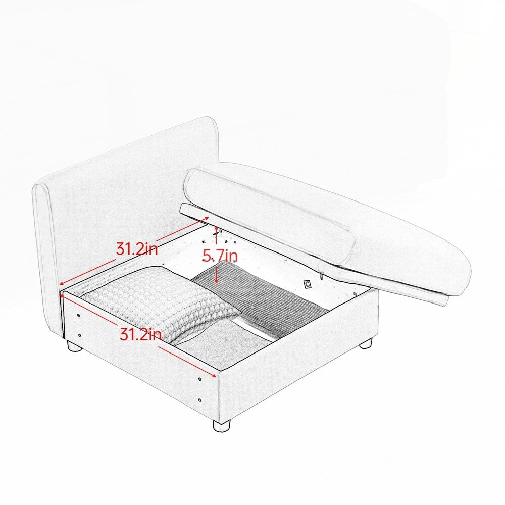 Cylindrical Backrest and Armrests Chenille Sofa with Storage Seat