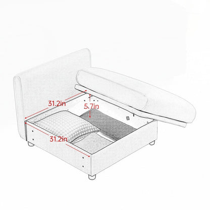 Cylindrical Backrest and Armrests Chenille Sofa with Storage Seat