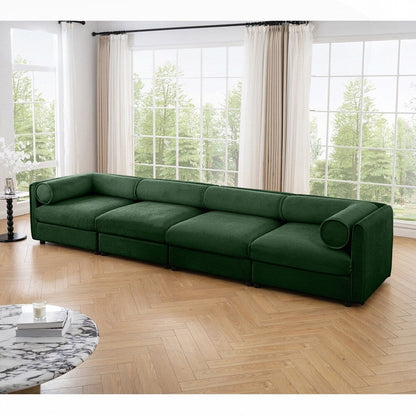 Cylindrical Backrest and Armrests Chenille Sofa with Storage Seat