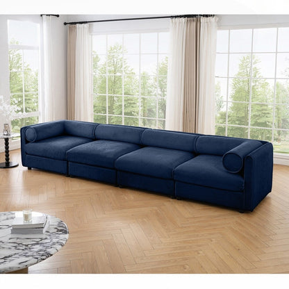 Cylindrical Backrest and Armrests Chenille Sofa with Storage Seat