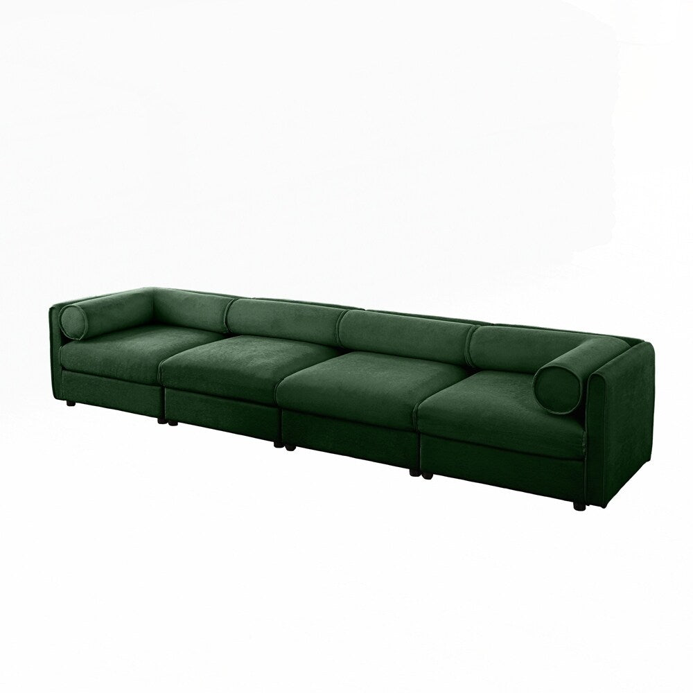 Cylindrical Backrest and Armrests Chenille Sofa with Storage Seat