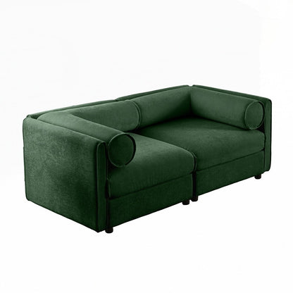 Cylindrical Backrest and Armrests Chenille Sofa with Storage Seat