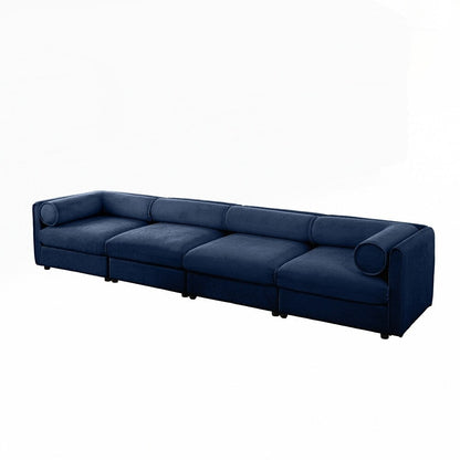Cylindrical Backrest and Armrests Chenille Sofa with Storage Seat