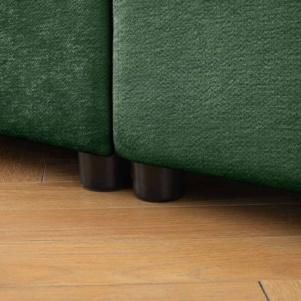 Cylindrical Backrest and Armrests Chenille Sofa with Storage Seat