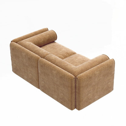 Cylindrical Backrest and Armrests Chenille Sofa with Storage Seat
