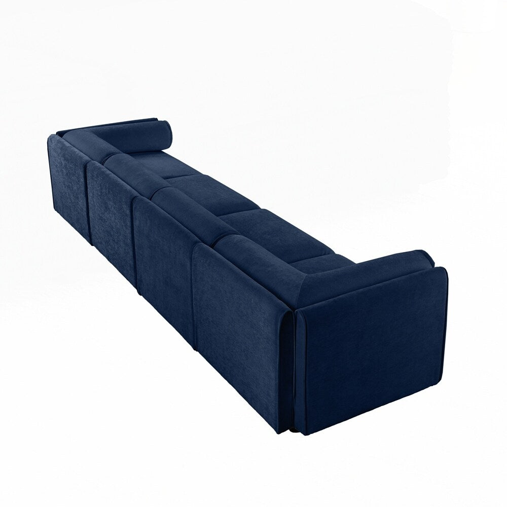 Cylindrical Backrest and Armrests Chenille Sofa with Storage Seat