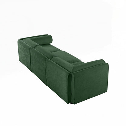 Cylindrical Backrest and Armrests Chenille Sofa with Storage Seat