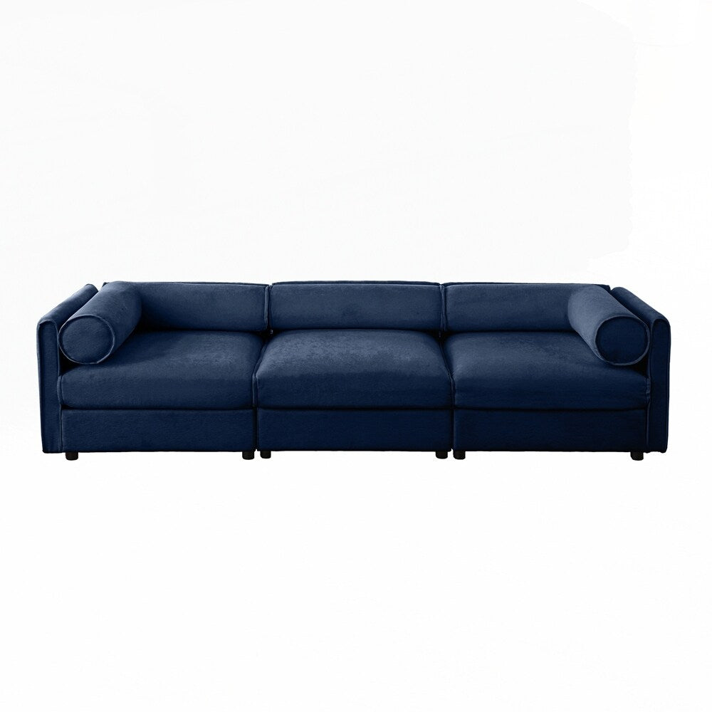 Cylindrical Backrest and Armrests Chenille Sofa with Storage Seat