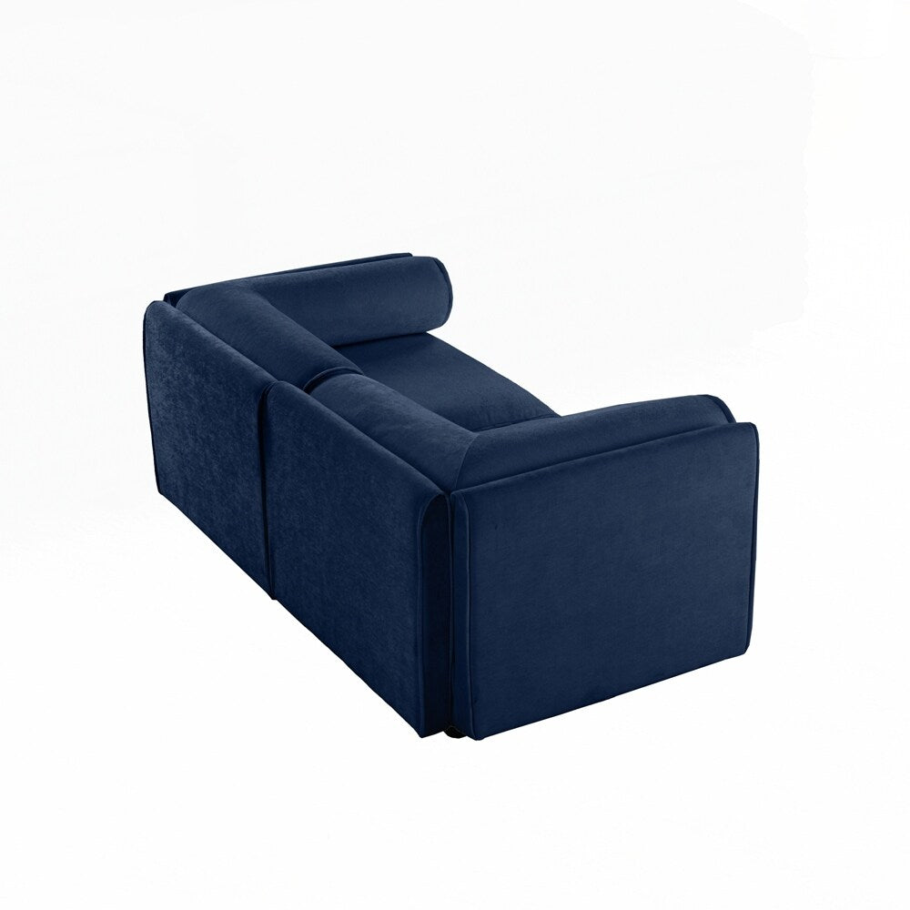 Cylindrical Backrest and Armrests Chenille Sofa with Storage Seat