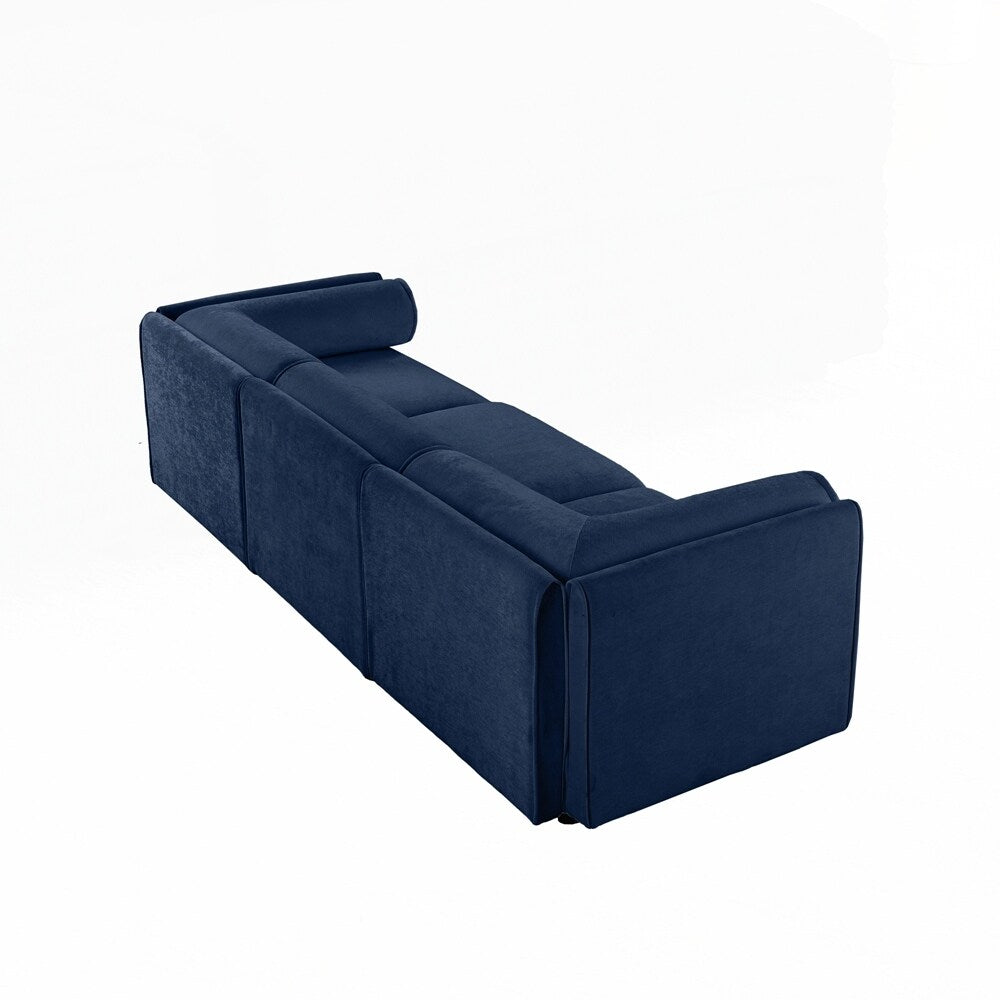 Cylindrical Backrest and Armrests Chenille Sofa with Storage Seat