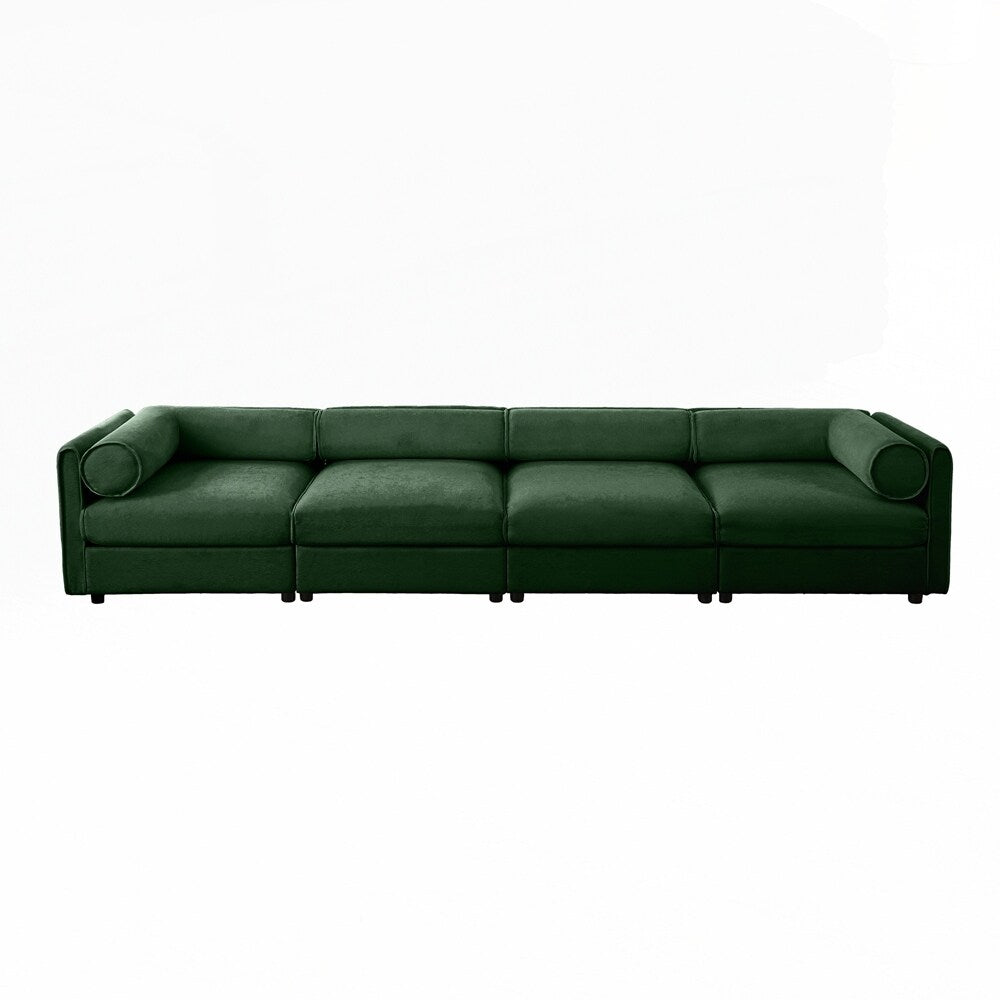 Cylindrical Backrest and Armrests Chenille Sofa with Storage Seat