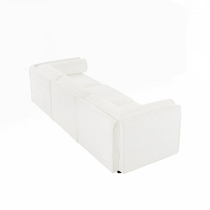 Cylindrical Backrest and Armrests Chenille Sofa with Storage Seat
