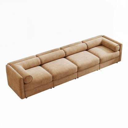 Cylindrical Backrest and Armrests Chenille Sofa with Storage Seat