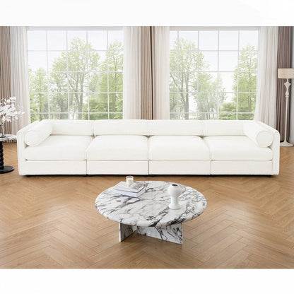 Cylindrical Backrest and Armrests Chenille Sofa with Storage Seat