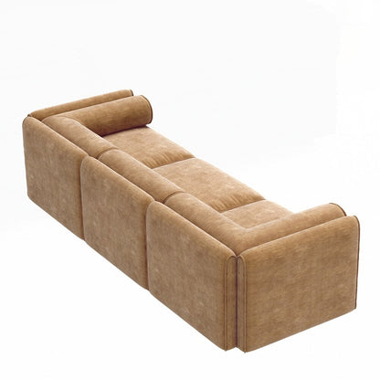 Cylindrical Backrest and Armrests Chenille Sofa with Storage Seat