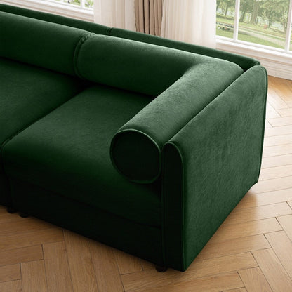 Cylindrical Backrest and Armrests Chenille Sofa with Storage Seat