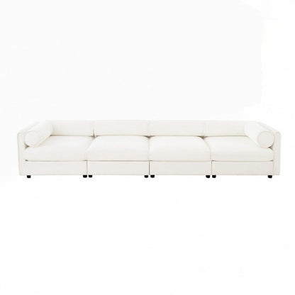 Cylindrical Backrest and Armrests Chenille Sofa with Storage Seat