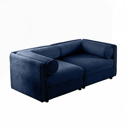 Cylindrical Backrest and Armrests Chenille Sofa with Storage Seat