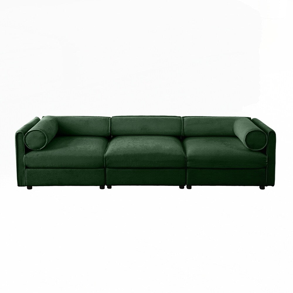 Cylindrical Backrest and Armrests Chenille Sofa with Storage Seat