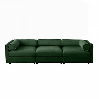 Cylindrical Backrest and Armrests Chenille Sofa with Storage Seat