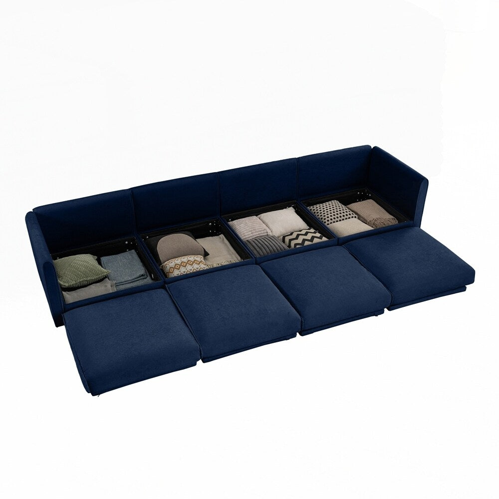Cylindrical Backrest and Armrests Chenille Sofa with Storage Seat