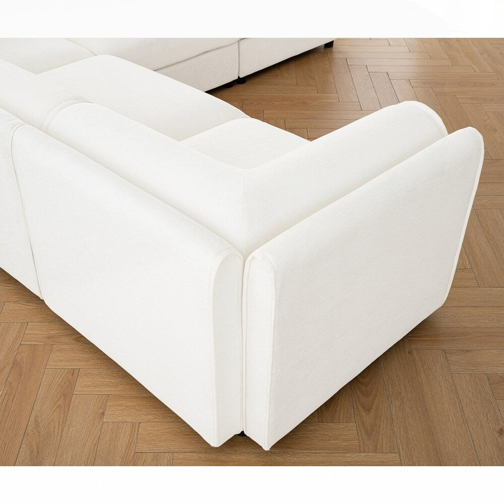 Cylindrical Backrest and Armrests Chenille Sofa with Storage Seat