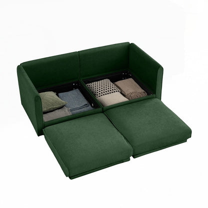 Cylindrical Backrest and Armrests Chenille Sofa with Storage Seat