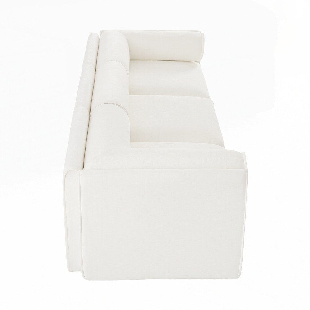 Cylindrical Backrest and Armrests Chenille Sofa with Storage Seat