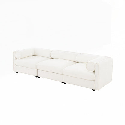 Cylindrical Backrest and Armrests Chenille Sofa with Storage Seat