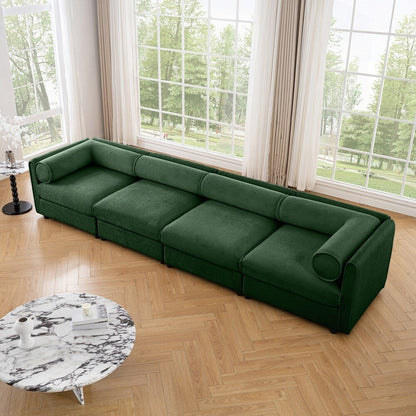 Cylindrical Backrest and Armrests Chenille Sofa with Storage Seat