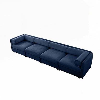 Cylindrical Backrest and Armrests Chenille Sofa with Storage Seat