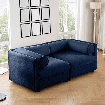 Cylindrical Backrest and Armrests Chenille Sofa with Storage Seat