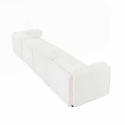 Cylindrical Backrest and Armrests Chenille Sofa with Storage Seat