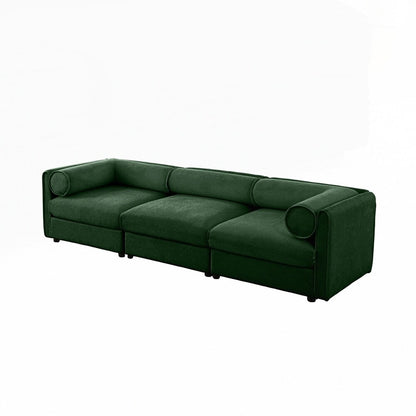 Cylindrical Backrest and Armrests Chenille Sofa with Storage Seat